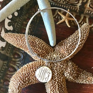 Sterling Silver Monogram Charm Bracelet with Monogram Charm