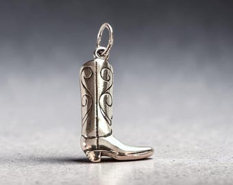 Sterling Silver Cowboy Boot Charm Pendant or Necklace
