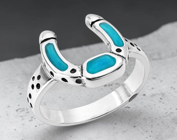 Sterling Silver and Turquoise Horseshoe Ring