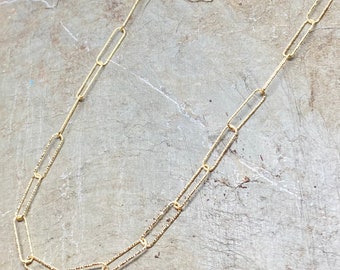 Sterling Silver Fancy Diamond Cut Paperclip Chain in Gold or Silver