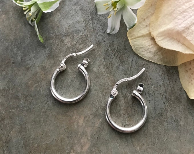 Small Hoop Earrings in Sterling Silver