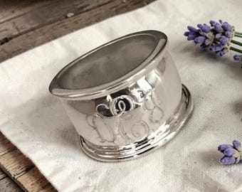 Sterling Silver Monogrammed Cigar Band Ring