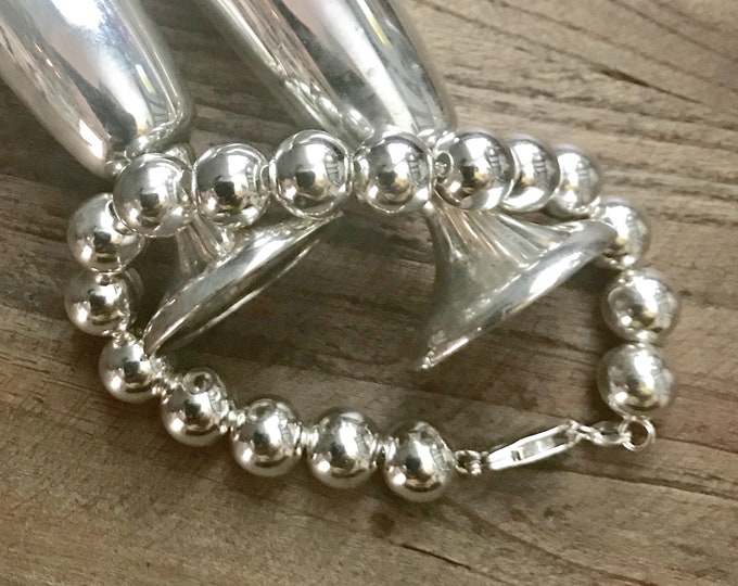 Sterling Silver Beaded Bracelet 10MM Beads