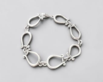 Sterling Silver Link Horse Equestrian Bracelet