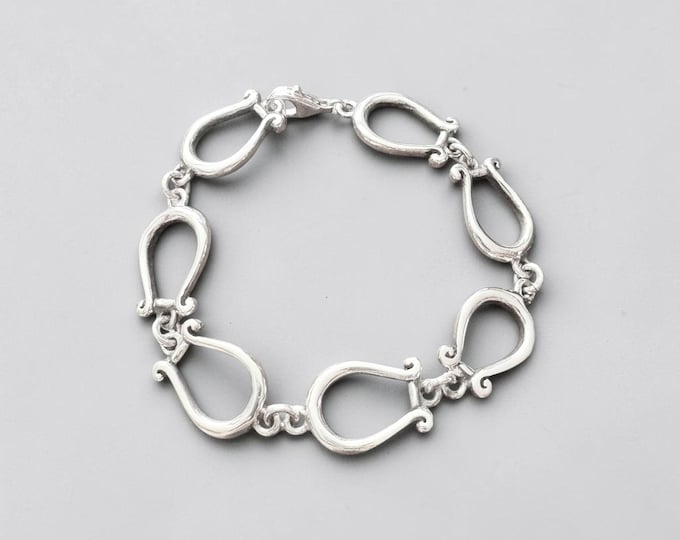 Sterling Silver Link Horse Equestrian Bracelet
