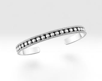 Sterling Silver Beaded Cuff Bracelet with Ripe Accents