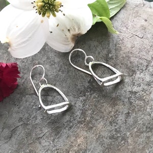 Boucles d'oreilles étriers cheval équestre en argent sterling