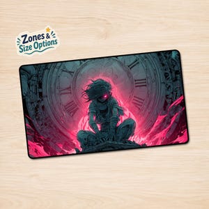MTG playmat, Fractured Clock TCG playmat, Extra Thick, Zone/Seam/Size Options