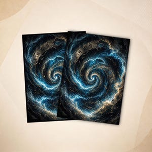MTG Sleeves, Surreal Clock Card Sleeves with Blue Time Vortex, Border & Finish Options
