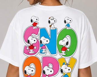 Alphabet Snoopy PNG, dessin de chien mignon, alphabet ABC, clipart de lettres colorées, sublimation pour t-shirts enfants, téléchargement numérique de chien mignon
