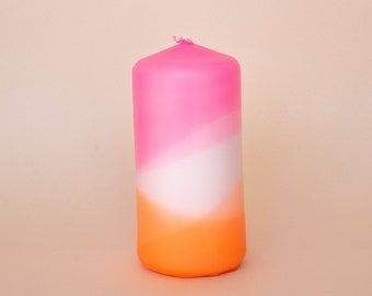 Pink & Orange Block Dip Dye Candle