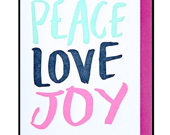 peace love joy letterpress greeting card