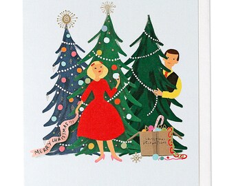 christmas couple light tone greeting card