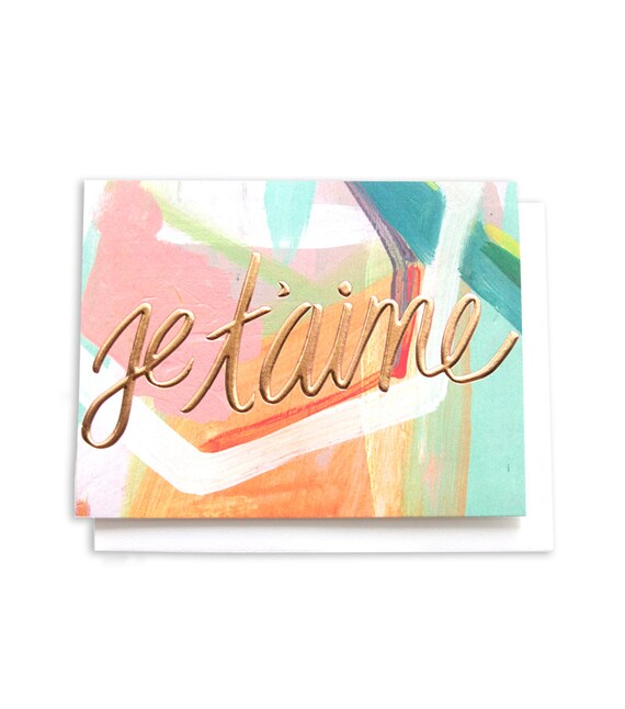 Je t'aime Rose Gold Foil Stamped Emboss Card Etsy