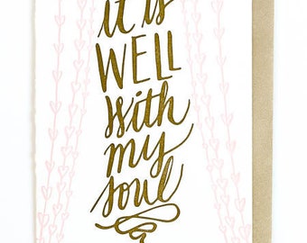 it is well with my soul letterpress greeting card