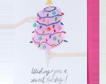 cotton candy christmas greeting card