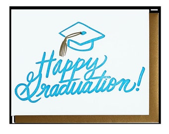 happy grad letterpress greeting card