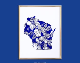 wisconsin wood violet state flower letterpress art print