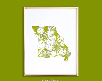 missouri hawthorn state flower letterpress art print