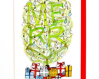 merry christmas tree greeting card