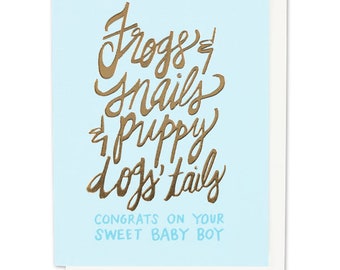 frogs & snails baby boy greeting card