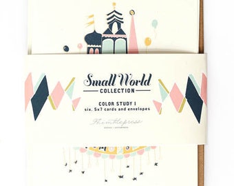 it's a small world color study i greeting cards - set of 6