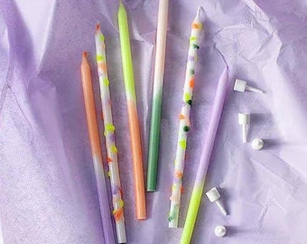 Set of 6 Colorful Cake Candles