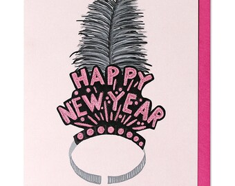 happy new year hat greeting card