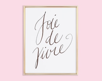 joie de vivre letterpress art print for wall decor