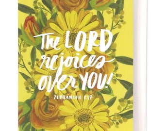 The Lord Rejoices Over You Faith Greeting Card