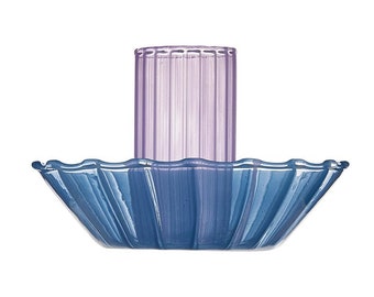 Vintage-Inspired Glass Candle Holder In Blue and Lilac