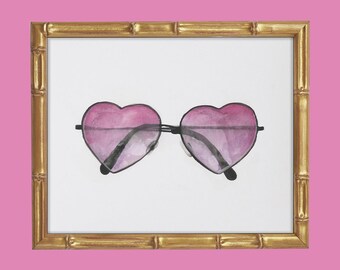 heart sunnies watercolor  art print