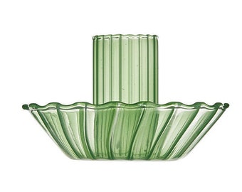 Vintage-Inspired Glass Candle Holder Green
