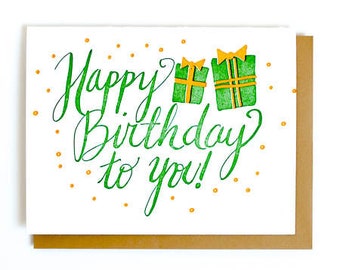 happy birthday to you letterpress greeting card