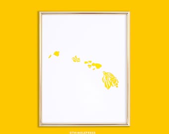 hawaii pua aloalo state flower letterpress art print