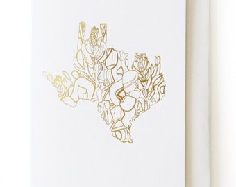 texas bluebonnet gold foil greeting card