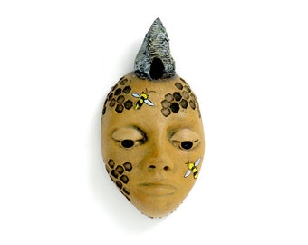 Title: "Journey" - Ceramic Face, wall art, Jacquline Hurlbert, one of a kind, unique.