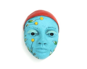 Title: "Serenity" - Ceramic Face, wall art, Jacquline Hurlbert, one of a kind, unique.