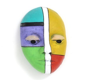 Title: "Coming Together" Ceramic Face, wall art, Jacquline Hurlbert, one of a kind, unique.