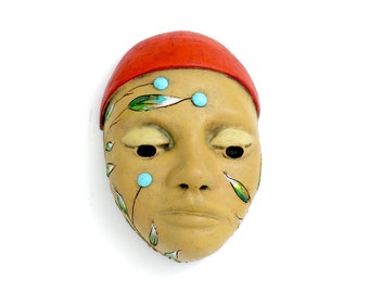 Title: "Serenity" - Ceramic Face, wall art, Jacquline Hurlbert, one of a kind, unique.