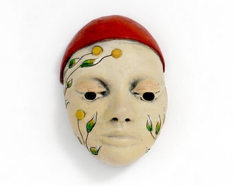 Title: "Joy" Ceramic Face, wall art, Jacquline Hurlbert, one of a kind, unique.