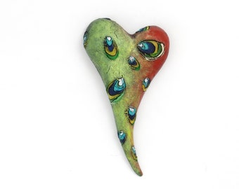 Title: "Dreaming Pool"    Ceramic Heart, wall art, Jacquline Hurlbert, one of a kind, unique.
