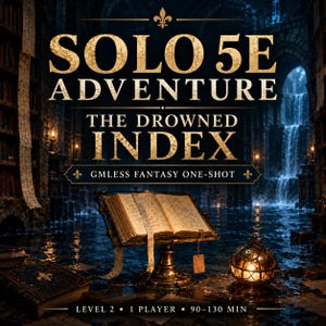 Solo RPG Adventure PDF | GMless 5E Fantasy One Shot | The Drowned Index