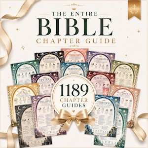 May include: A collection of Bible chapter guide cards featuring various colourful designs, celestial motifs, and arched frames. The central circular label reads 1189 CHAPTER GUIDES, while the top text displays THE ENTIRE BIBLE CHAPTER GUIDE.