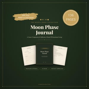 Moon Phase Journal | Printable Lunar Cycle Project | Rituals PDF | Instant Download | Digital Journal