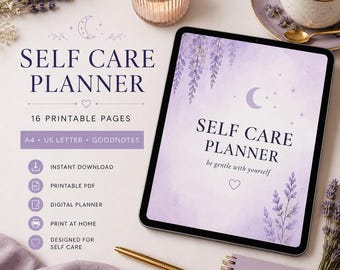 Planificador de autocuidado imprimible en PDF / Planificador de bienestar y salud mental / Registro de estado de ánimo, hábitos y sueño / Paquete de planificadores digitales / Descarga instantánea
