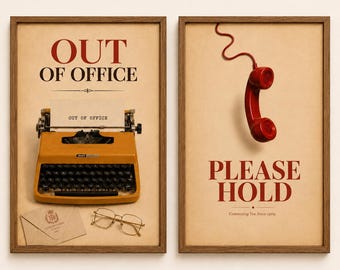 Juego de 2 láminas decorativas de estilo retro para la oficina en casa o estudio creativo.