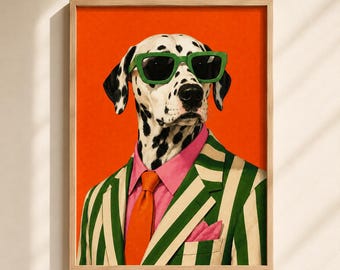 Lámina decorativa de dálmata para pared, estampado de perro a la moda, póster de animales coloridos para decoración.