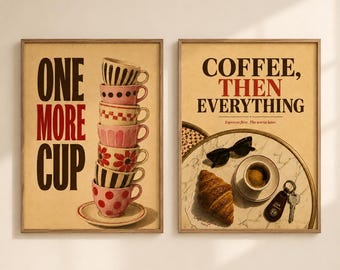 Juego de 2 láminas decorativas de café para la pared, ideales para la cocina o la barra de café.