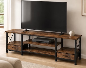 TV Stand with Storage | 63 Inch Industrial Media Console for 43 to 75 Inch TVs